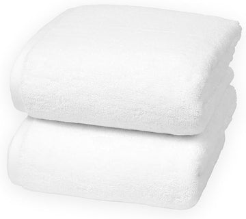 2 Piece Bathroom Towel Set, (White)