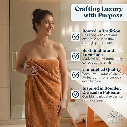 2 Piece Bathroom Towel Set,  (Brown Amber)