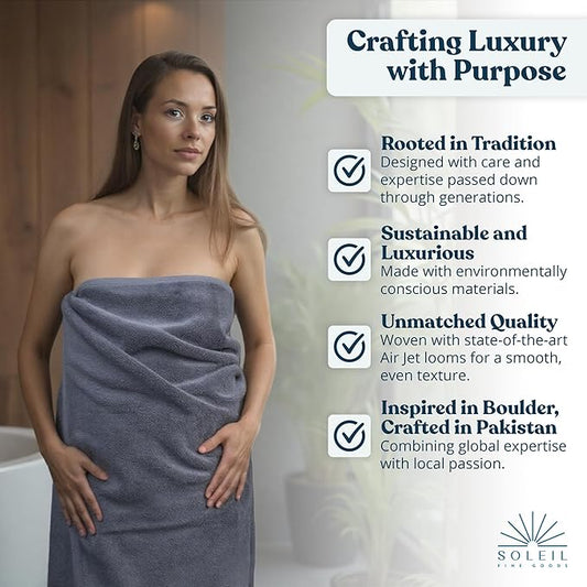 2 Piece Bathroom Towel Set,  (Blue Grey)