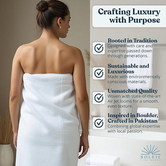 2 Piece Bathroom Towel Set, (White)