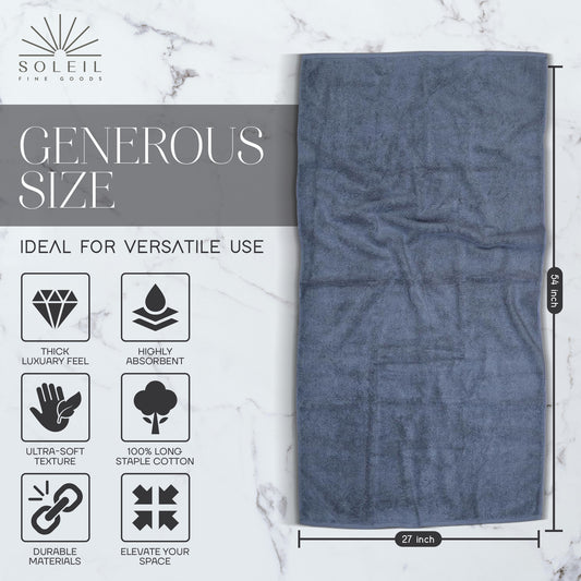 4 Piece Bathroom Towel Set, (Blue Grey)