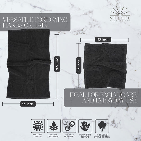 Hand Towels - Set of Four (4) (Charcoal)